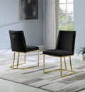 SC102 Set of 2 Twain black velvet fabric dining chairs gold frame base