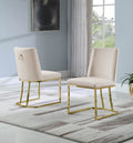 SC103 Set of 2 Twain cream velvet fabric dining chairs gold frame base