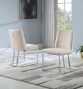 SC107 Set of 2 Twain cream velvet fabric dining chairs chrome frame base