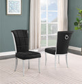 SC322 Set of 2 Simone black velvet tufted backs dining chairs chrome legs and trim