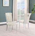 SC323 Set of 2 Simone cream velvet tufted backs dining chairs chrome legs and trim
