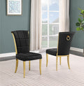 SC326 Set of 2 Simone black velvet tufted backs dining chairs gold legs and trim