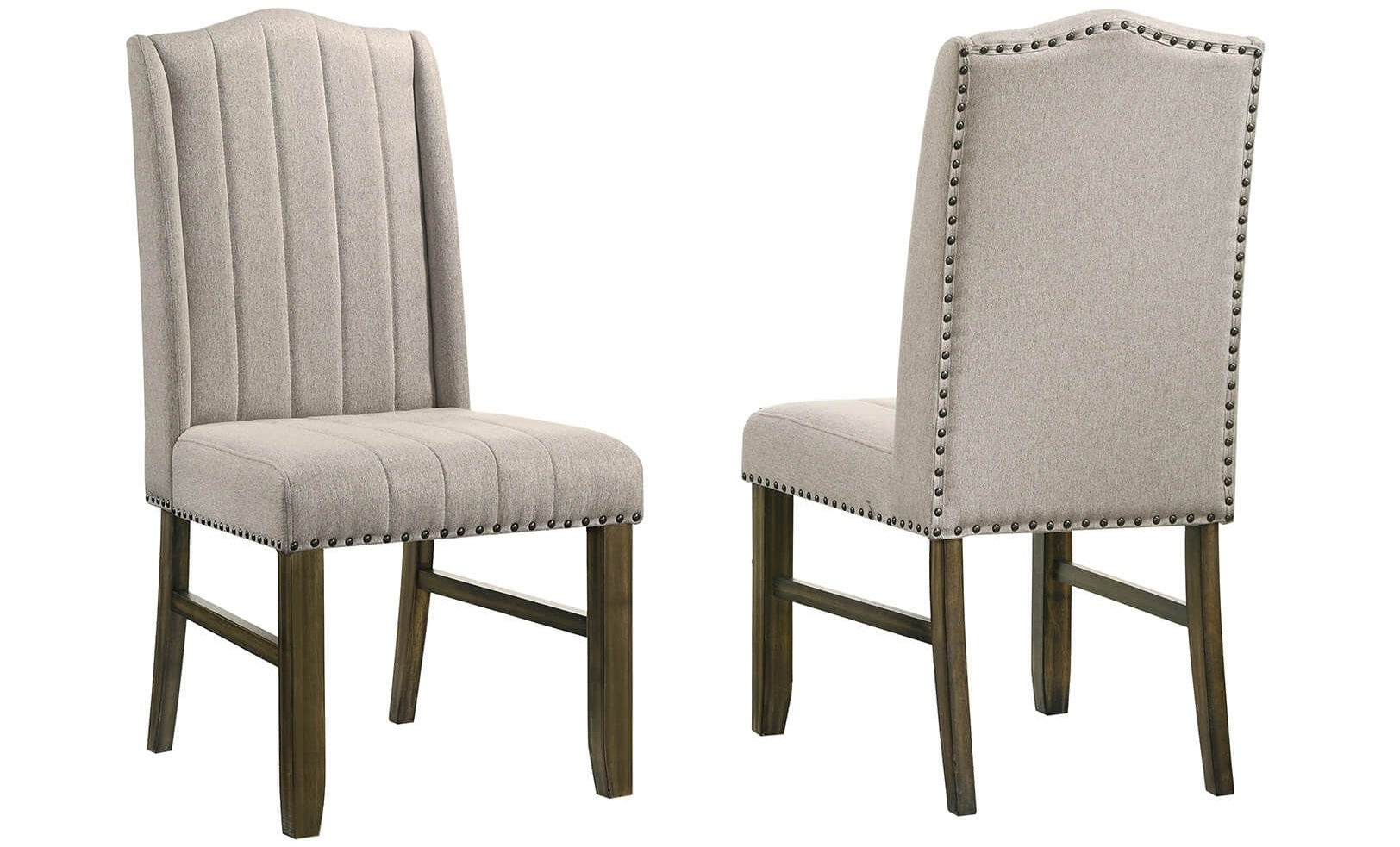 D531-6SC531 7 pc Klarissa antique brown oak finish wood wood grain top dining table set fabric chairs