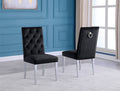 Best Quality Roberta Black Velvet Tufted Back Dining Chairs Chrome Legs and Trim Accents Set of 2 – SC71