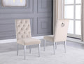 Best Quality Roberta Cream Velvet Tufted Back Dining Chairs Chrome Legs and Trim Accents Set of 2 – SC72