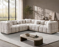 Best Quality Cream Bouclé Fabric 5-Piece Modular Sectional Sofa Set – SE22-3C2A