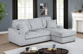 Best Quality SE30-2PC 2 pc Light grey wide corduroy fur fabric sectional sofa with reversible chaise and built in cup holders