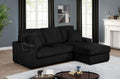 Best Quality SE31-2PC 2 pc Black wide corduroy fur fabric sectional sofa with reversible chaise and built in cup holders