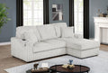 Best Quality SE32-2PC 2 pc Beige wide corduroy fur fabric sectional sofa with reversible chaise and built in cup holders