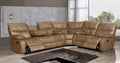 SF1008-3PC-SECT 3 pc Townsend textured brown fabric sectional sofa with recliner ends and drop down table on sofa