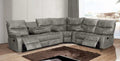 SF1009-3PC-SECT 3 pc Townsend textured grey fabric sectional sofa with recliner ends and dorp down table on sofa