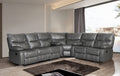 Mc Ferran Townsend Grey Premium Leather Air 3-Piece Reclining Sectional Sofa with Drop Down Table and Corner Wedge – SF1012-Sect