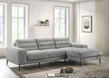 Mc-Ferran SF1426 2 pc grey textured fabric mid-century modern sectional sofa with chaise