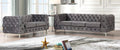 Mc-Ferran SF1817-2PC 2 pc townsend grey velvet modern chesterfield style all over tufting sofa and love seat set chrome legs