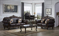 Mc Ferran Bridgette Multi-Tone Faux Leather Traditional 2-Piece Sofa and Love Seat Set with Wood Trim Accents – SF2268