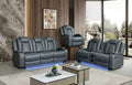 Mc Ferran Sheila Grey Premium Leather Air 2-Piece Power Reclining Sofa and Love Seat Set – SF2826-2PC