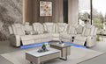 SF2827-3PC-SECT 3 pc Sheila beige premium leather air power reclining sofa and love seat set USB bluetooth speaker and LED lighting