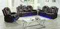 Mc-Ferran SF2829-2PC 2 pc Sheila brown premium leather air power reclining sofa and love seat set USB and LED