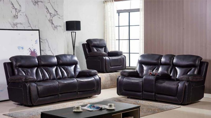 Mc-Ferran SF3100-2PC 2 pc townsend dark brown top grain leather match reclining sofa and love seat set