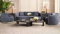 Mc Ferran Christy Grey Fabric Diamond Pattern Back 2-Piece Sofa and Love Seat Set with Gold Trim Accents – SF338