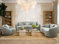 Mc Ferran SF339 2 pc Christy light grey fabric sofa and love seat with gold trim accents diamond pattern back