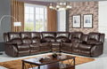 Mc Ferran SF3592-3PC 3 pc Red barrel studio brown leather aire accented stitching and recliner ends sectional sofa