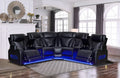 Mc-Ferran SF5868-3PC 3 pc Fortuner black leather aire power reclining and Power headrests sectional sofa LED lighting
