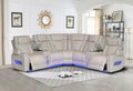 Mc-Ferran SF5869-3PC 3 pc Fortuner beige leather aire power reclining and Power headrests sectional sofa LED lighting