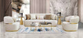 Mc Ferran Barcelone Light Cream Fabric 2-Piece Sofa and Love Seat Set with Gold Trim Accents – SF588