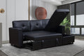 SF6001 2 pc Darby home black leatherette sectional sofa with storage chaise and pop up sleep area