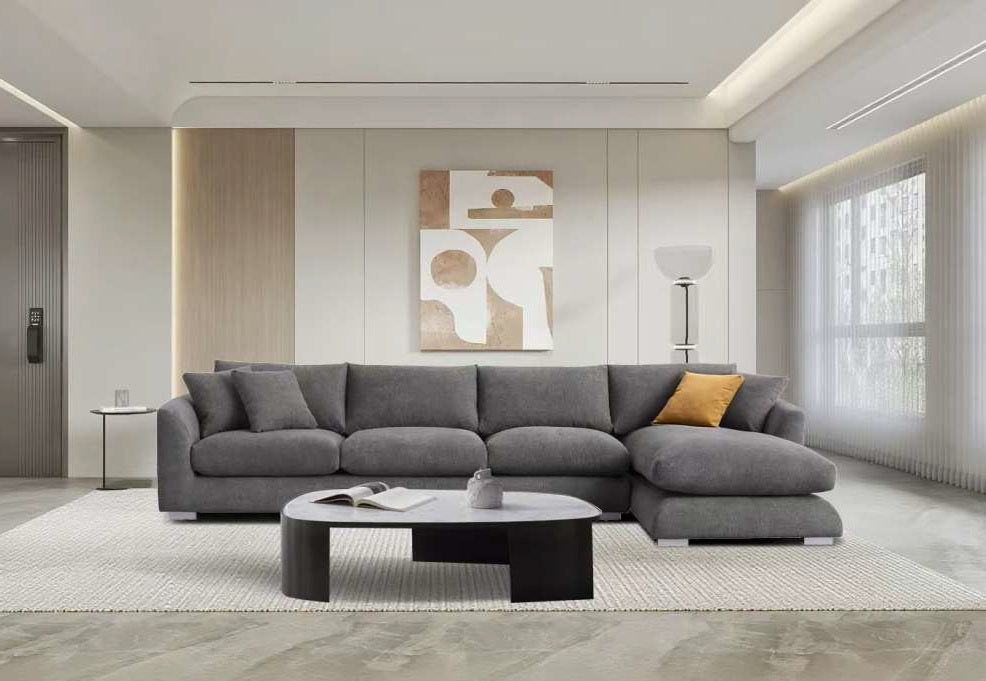 Mc Ferran Glamour Dark Grey Fabric 3-Piece Sectional Sofa with Chaise – SF778
