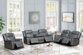 Mc-Ferran SF8024-2PC 2 pc Gray leather aire power reclining sofa and love seat set accented piping trim