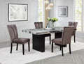 Best master SH100-5PC 5 pc Marbella charcoal lava / black faux marble top 78" dining table set