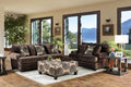 SM5142BR 2 pc Bonaventura brown plush microfiber sofa and love seat set