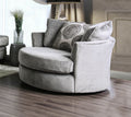 SM5142GY-CH Bonaventura gray plush microfiber swivel oversized round accent chair
