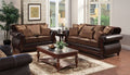 SM6106N 2 pc Franklin dark brown leatherette dark cherry wood trim traditional sofa and love seat set