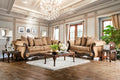 SM6407 2 pc Nicanor gold & bronze chenille fabric traditional sofa and love seat set with wood trim Astoria grand dolph