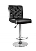 Best master ST8226-BK Black faux leather crystal button tufted chrome modern adjustable height bar stool