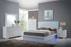 Sapphire White High Gloss Finish Wood 4-Piece Modern Queen Bedroom Set with LED & Under Bed Lighting – 00-2643-4PC