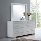 Sapphire White High Gloss Finish Wood 4-Piece Modern Queen Bedroom Set with LED & Under Bed Lighting – 00-2643-4PC