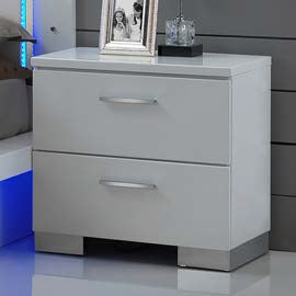 Sapphire White High Gloss Finish Wood 4-Piece Modern Queen Bedroom Set with LED & Under Bed Lighting – 00-2643-4PC