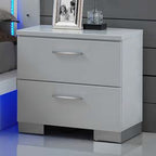 Sapphire White High Gloss Finish Wood 4-Piece Modern Queen Bedroom Set with LED & Under Bed Lighting – 00-2643-4PC