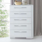 Sapphire White High Gloss Finish Wood 4-Piece Modern Queen Bedroom Set with LED & Under Bed Lighting – 00-2643-4PC