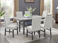 30066-2-7PC 7 pc Selena grey finish wood grey faux marble top modern dining table set