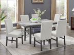 30066-2-7PC 7 pc Selena grey finish wood grey faux marble top modern dining table set