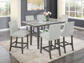 30067-2-7PC 7 pc Selena grey finish wood grey faux marble top modern counter height dining table set
