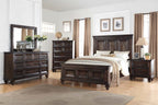 00-2264-4PC 4 pc Sevilla walnut finish wood rustic style paneled accents queen bed set