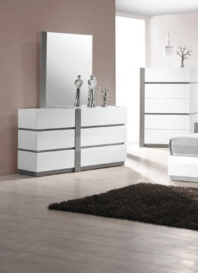 Best Master Seville 4 pc seville modern style white lacquer finish wood queen bedroom set