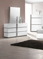 Best Master Seville 4 pc seville modern style white lacquer finish wood queen bedroom set