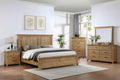 00-3907-4PC 4 pc Sunstone honey oak finish wood rustic paneled headboard queen bed set